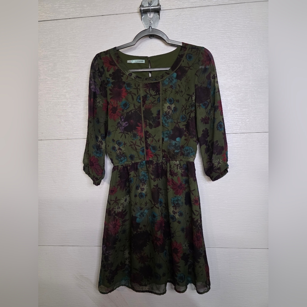 Maurices Multicolor Floral Long Sleeve Dress
